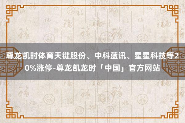 尊龙凯时体育天键股份、中科蓝讯、星星科技等20%涨停-尊龙凯龙时「中国」官方网站