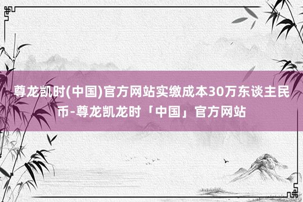 尊龙凯时(中国)官方网站实缴成本30万东谈主民币-尊龙凯龙时「中国」官方网站